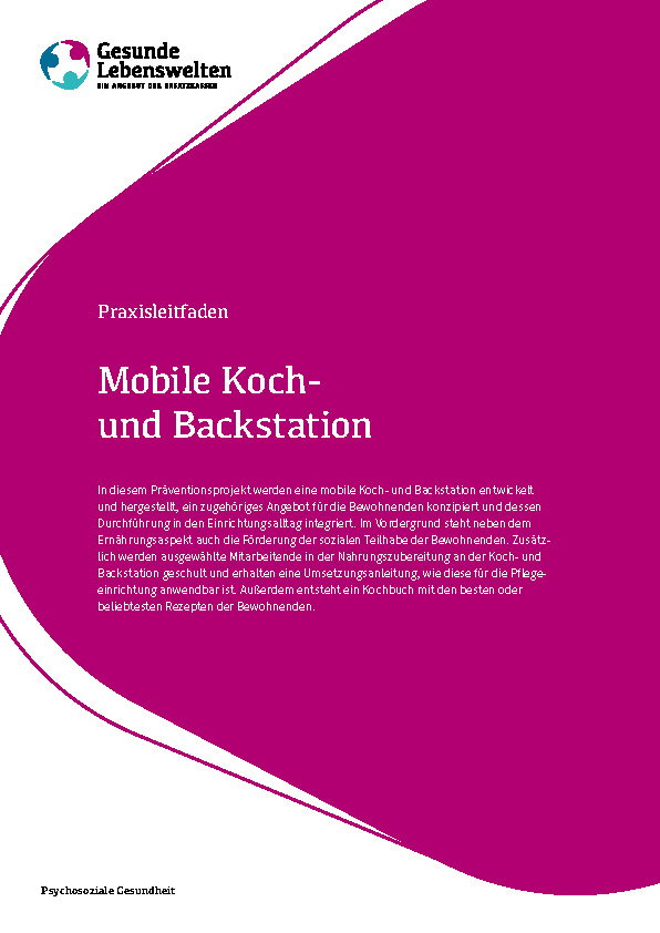 Cover des Praxisleitfadens: Mobile Koch- und Backstation